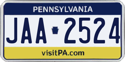 PA license plate JAA2524