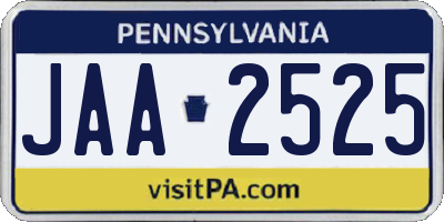 PA license plate JAA2525