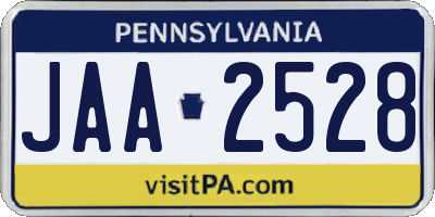 PA license plate JAA2528