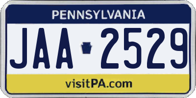 PA license plate JAA2529