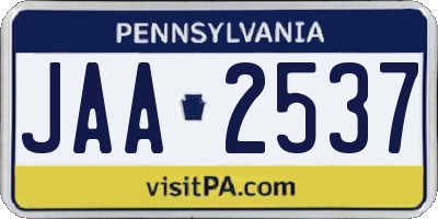 PA license plate JAA2537