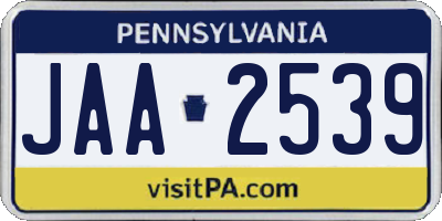 PA license plate JAA2539