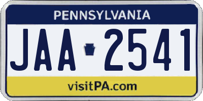 PA license plate JAA2541