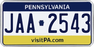 PA license plate JAA2543