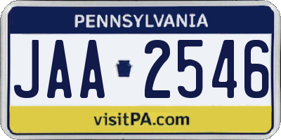 PA license plate JAA2546