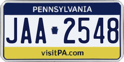 PA license plate JAA2548