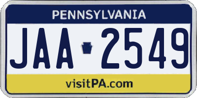 PA license plate JAA2549