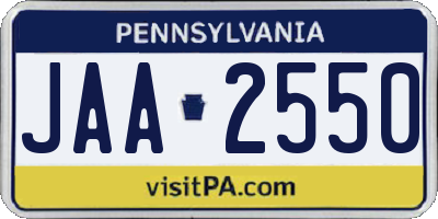 PA license plate JAA2550