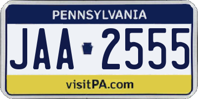 PA license plate JAA2555