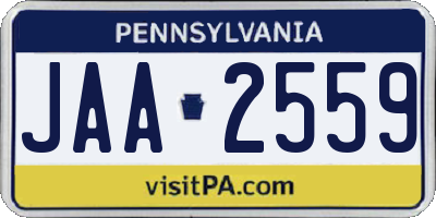 PA license plate JAA2559