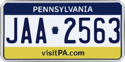 PA license plate JAA2563