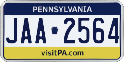 PA license plate JAA2564