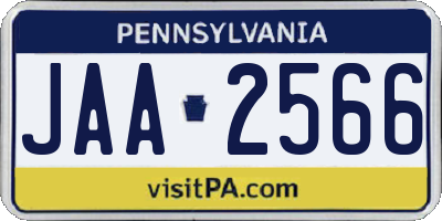 PA license plate JAA2566