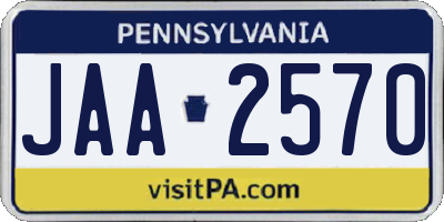 PA license plate JAA2570