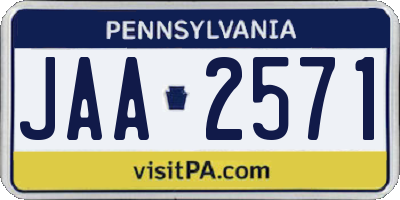 PA license plate JAA2571