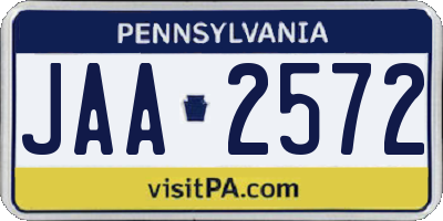 PA license plate JAA2572