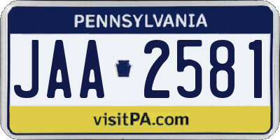 PA license plate JAA2581