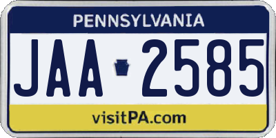 PA license plate JAA2585