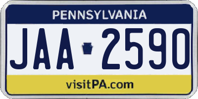 PA license plate JAA2590