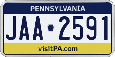 PA license plate JAA2591