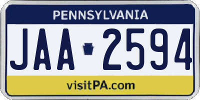 PA license plate JAA2594