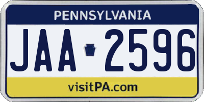 PA license plate JAA2596