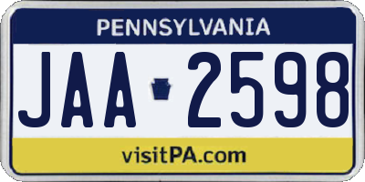 PA license plate JAA2598