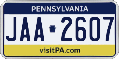 PA license plate JAA2607