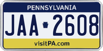 PA license plate JAA2608