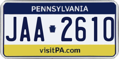 PA license plate JAA2610