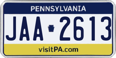 PA license plate JAA2613