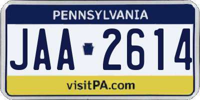 PA license plate JAA2614