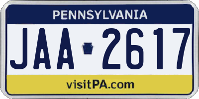 PA license plate JAA2617