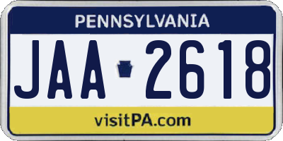 PA license plate JAA2618