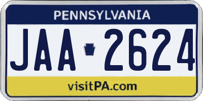 PA license plate JAA2624