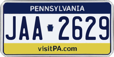 PA license plate JAA2629