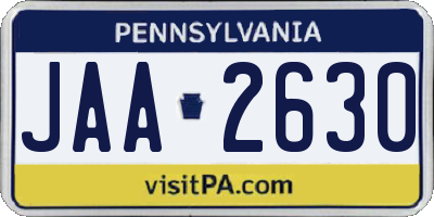 PA license plate JAA2630