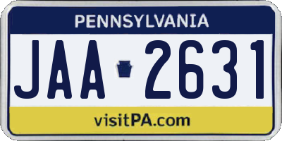 PA license plate JAA2631