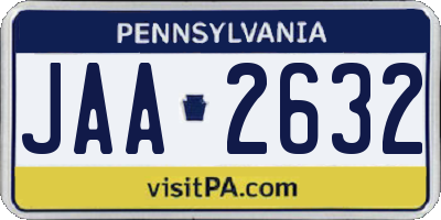 PA license plate JAA2632