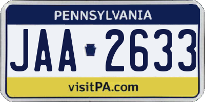 PA license plate JAA2633