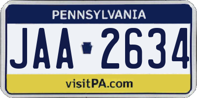 PA license plate JAA2634