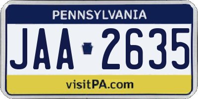 PA license plate JAA2635