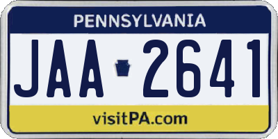 PA license plate JAA2641