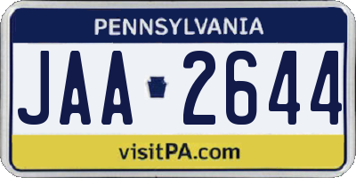 PA license plate JAA2644