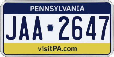 PA license plate JAA2647