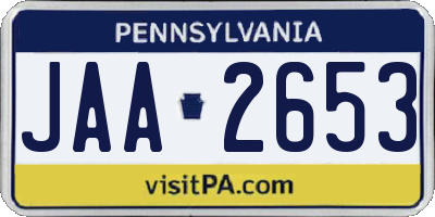 PA license plate JAA2653
