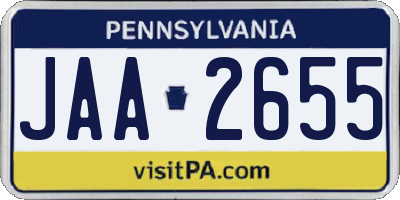 PA license plate JAA2655