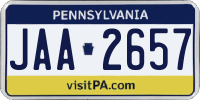 PA license plate JAA2657