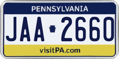 PA license plate JAA2660