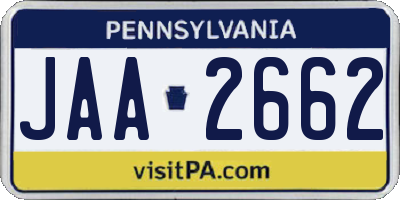 PA license plate JAA2662